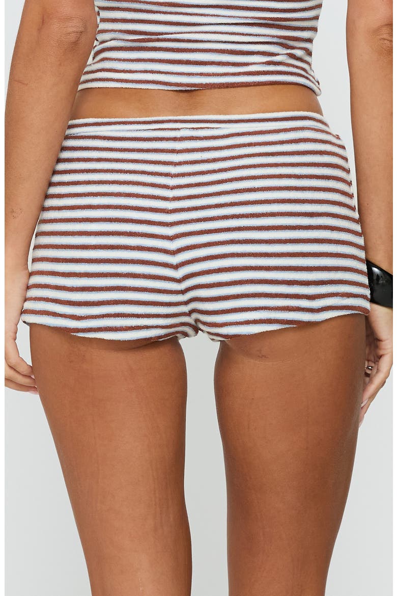 Two Lovers Terry Stripe Low Rise Shorts, Alternate, color, BROWN