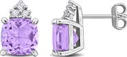 DELMAR Sterling Silver Pink Amethyst & White Sapphire Stud Earrings