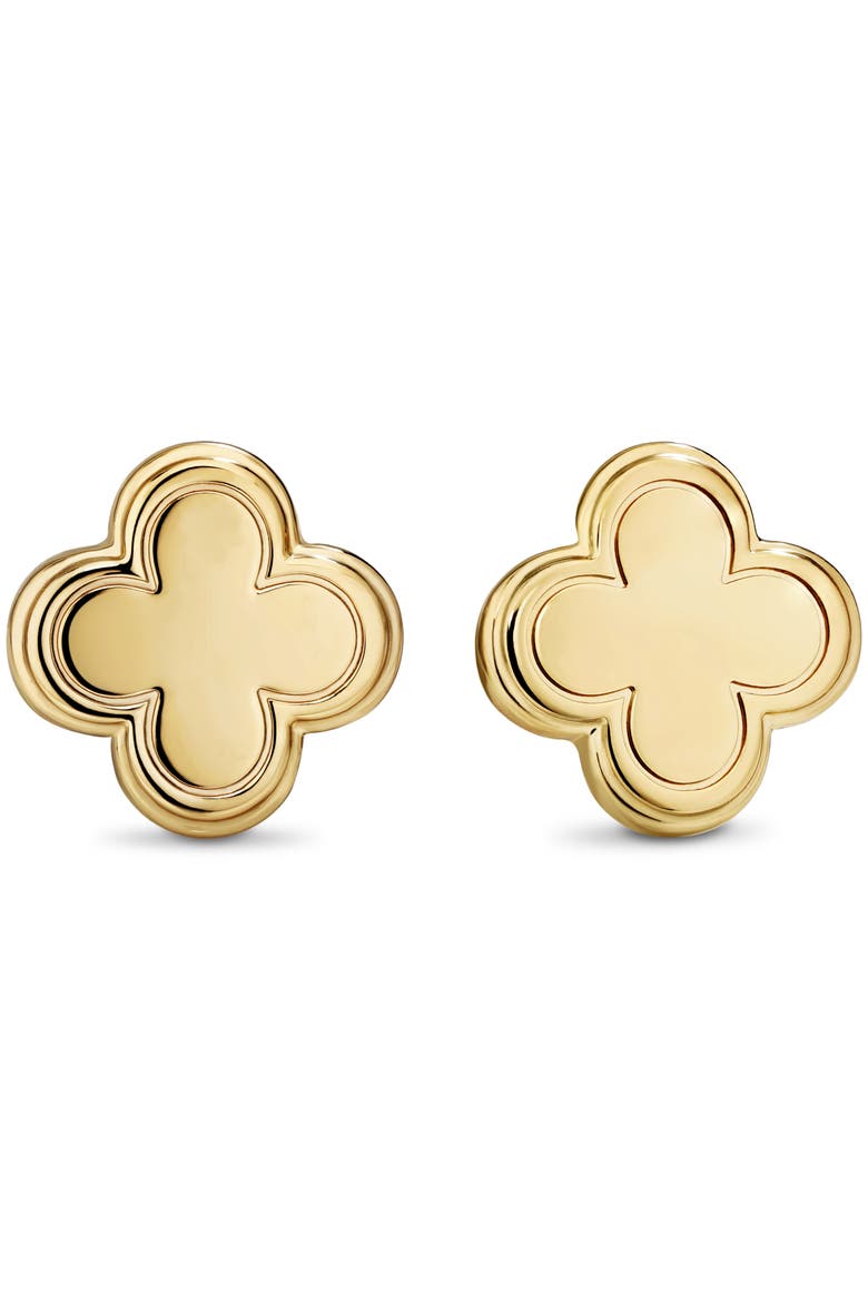 Clover Stud Earrings in Gold Plated Sterling Silver, Main, color, Yellow Gold