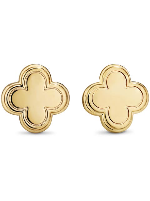 Clover Stud Earrings in Gold Plated Sterling Silver