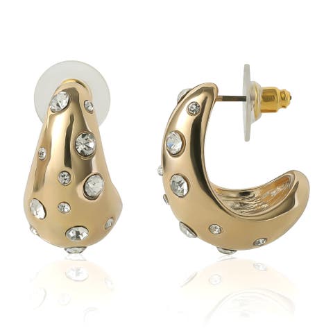 Gold-Tone Pavé Polka Dot Sculptural Hoop Earrings