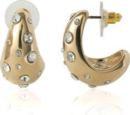 BCBG Gold-Tone Pavé Polka Dot Sculptural Hoop Earrings