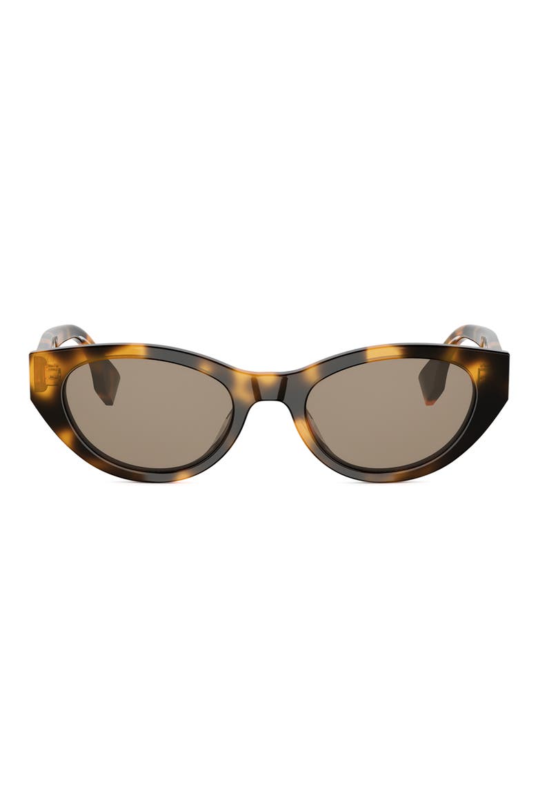 Lettering 51mm Oval Sunglasses, Main, color, DARK HAVANA / BROWN