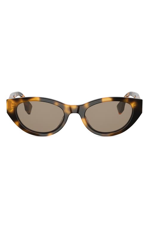 Fendi Lettering 51mm Oval Sunglasses in Dark Havana/brown at Nordstrom