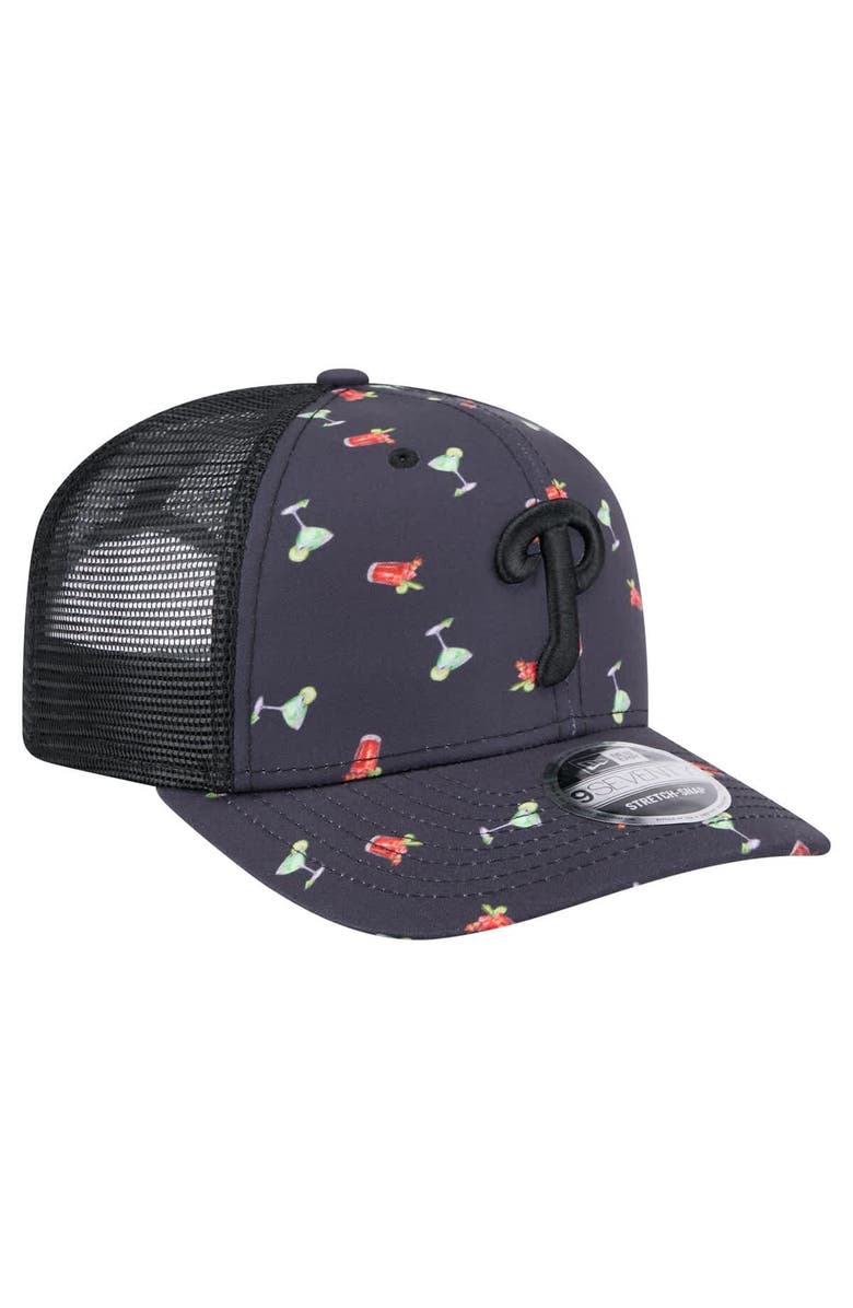 New Era Men's New Era Black Philadelphia Phillies Adventure Drinks Pattern 9SEVENTY Stretch-Snap Hat, Alternate, color, Navy