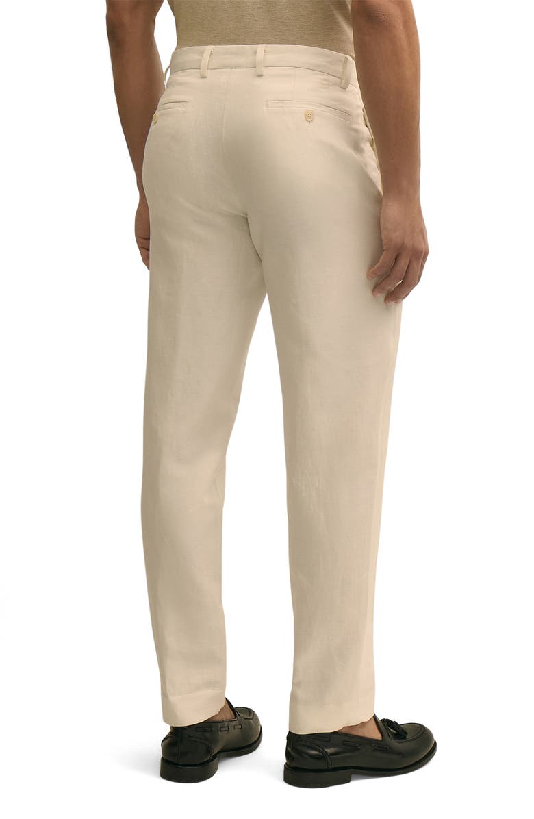 Brooks Brothers Flat Front Straight Leg Linen & Cotton Pants, Alternate, color, Marshmallow