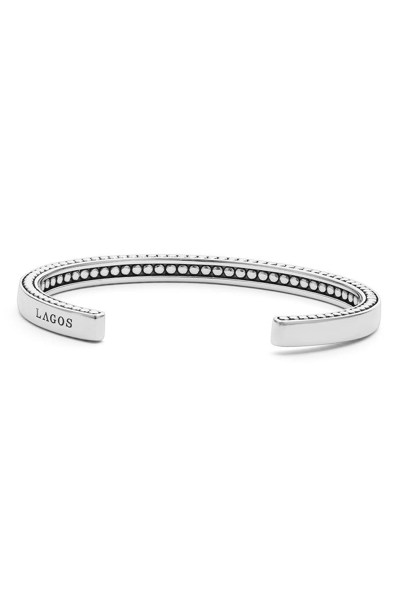 LAGOS Men's Anthem Sterling Silver Caviar Cuff Bracelet, Alternate, color, Silver
