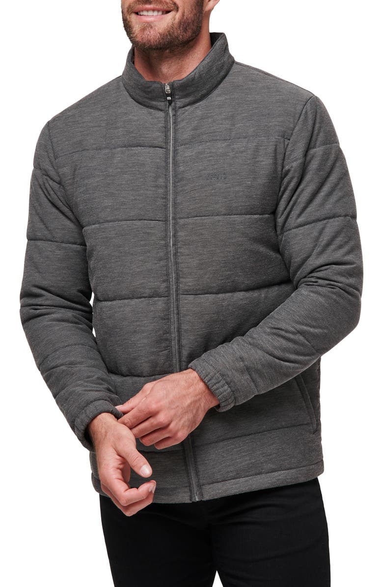 TravisMathew Climate Drop Quilted Jacket, Main, color, Heather Black