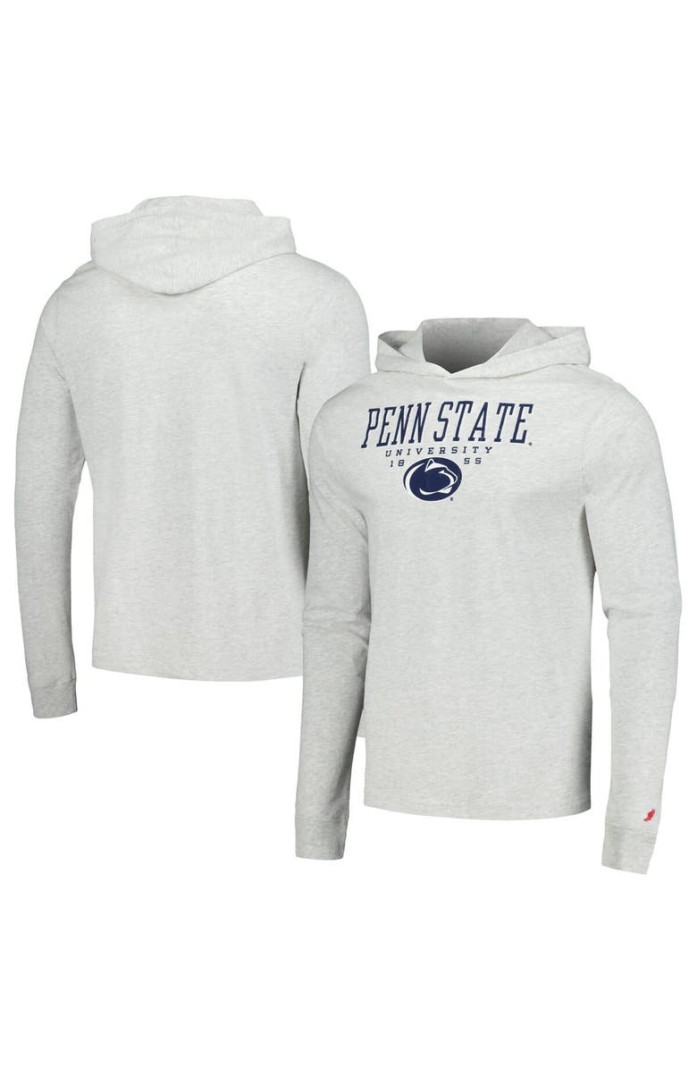 LEAGUE COLLEGIATE WEAR Men's League Collegiate Wear Ash Penn State Nittany Lions Team Stack Tumble Long Sleeve Hooded T-Shirt, Main, color, Ash