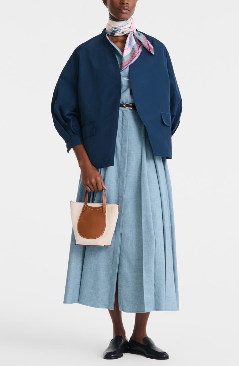 Longchamp Extra Small Le Foulonne Toile Cotton Canvas & Leather Tote, Alternate, color, Caramel