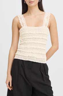 ICHI Open Knit Tank Top