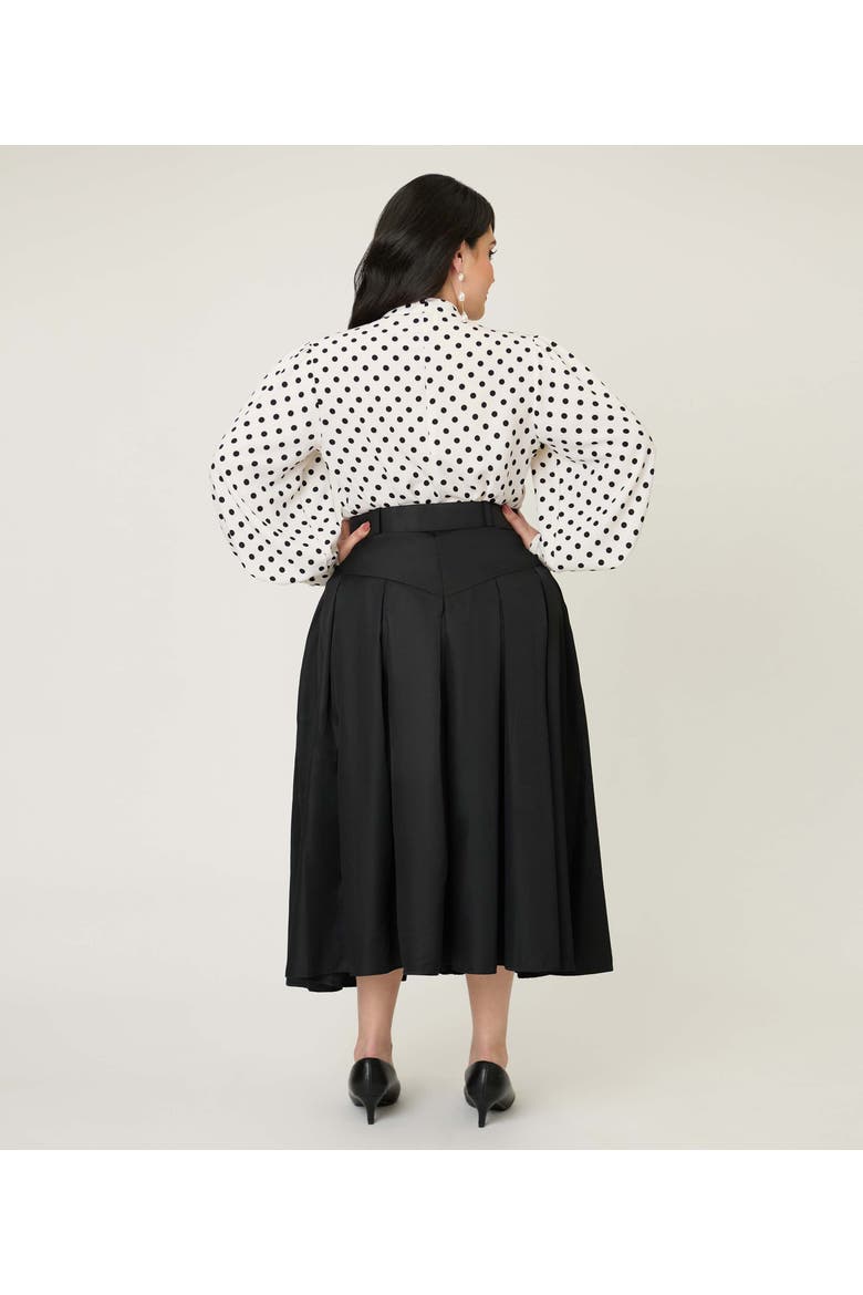 Plus Size Pleated Midi Skirt, Alternate, color, Solid Black