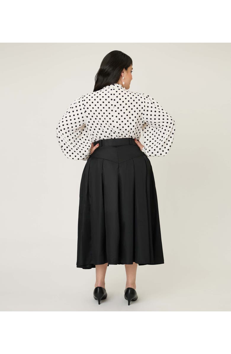 Unique Vintage Plus Size Pleated Midi Skirt, Alternate, color, Solid Black