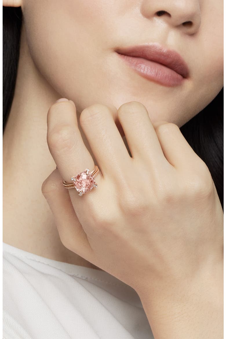 Châtelaine® Morganite & Diamond Ring in 18K Rose Gold, Alternate, color, ROSE GOLD/ DIAMOND/ MORGANITE
