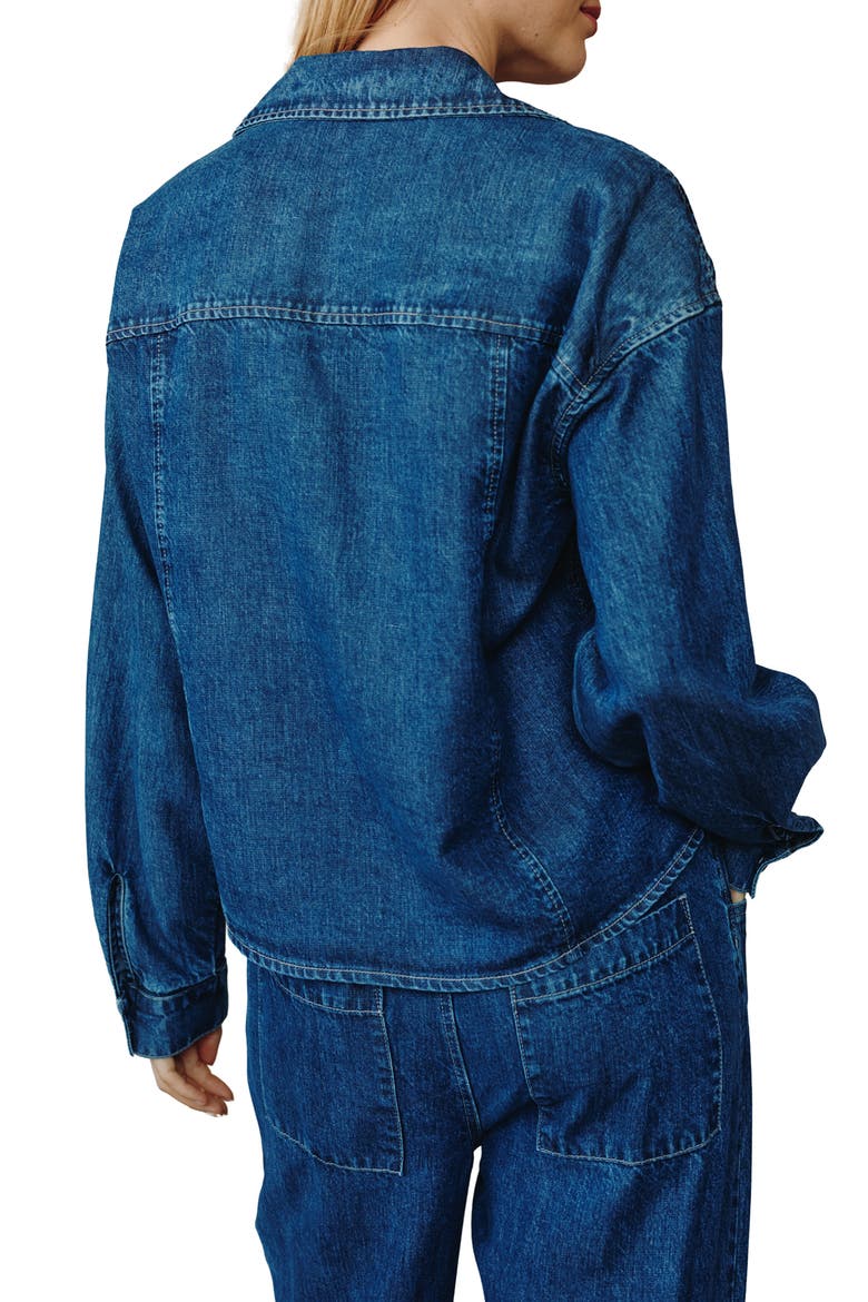 Denim Shacket, Alternate, color, DEEP BLUE RINSE