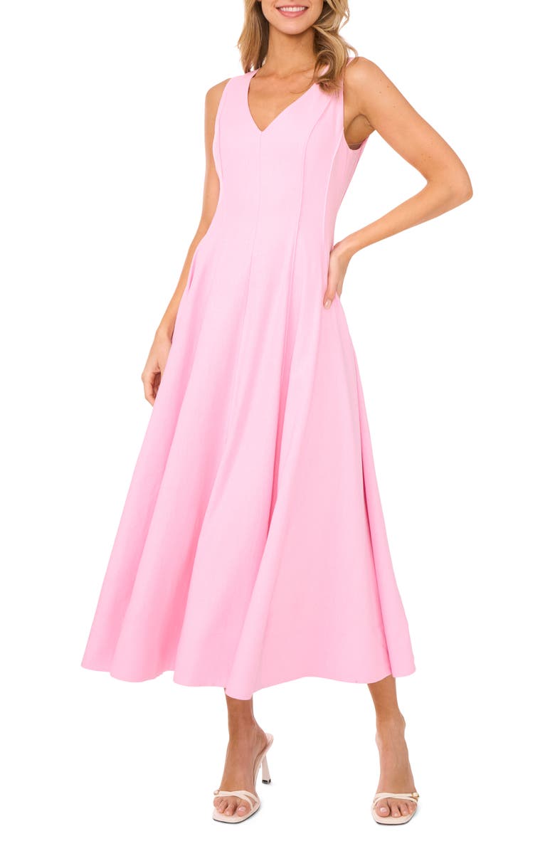 Ted Baker Pleated Waist Sleeveless Linen Blend Maxi Dress, Alternate, color, Ballet Slipper