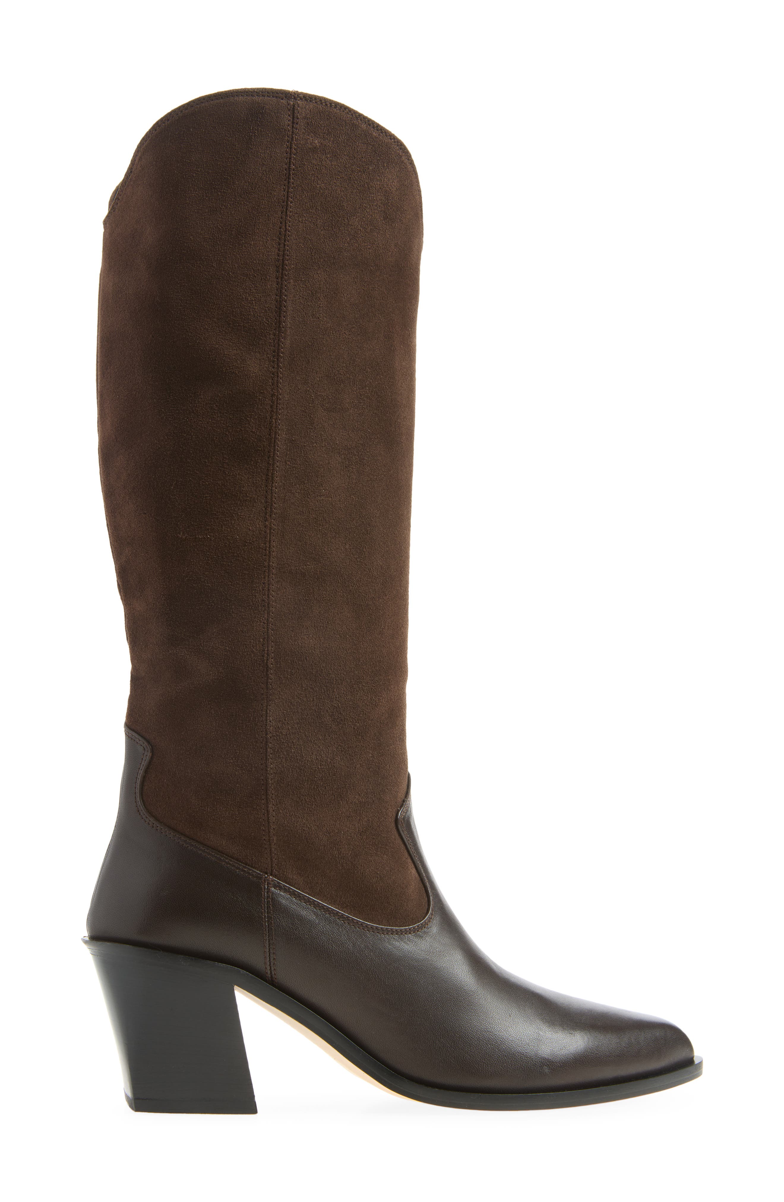 Nancie Leather Knee High Boot, Alternate, color, SABLE SUEDE COMBO