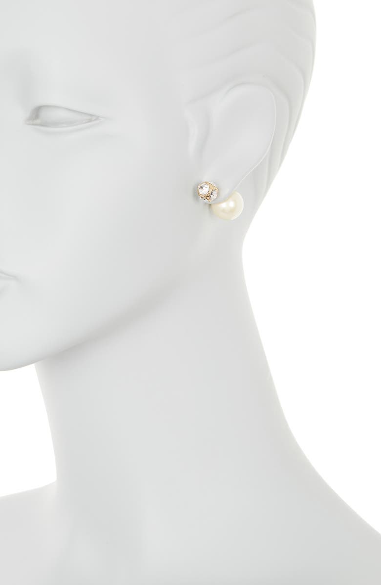 Kate Spade New York crystal ball & imitation pearl reversible stud earrings, Alternate, color, Multi