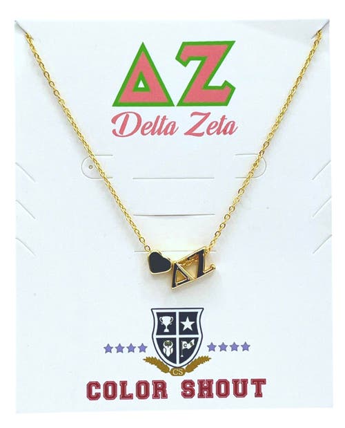 Color Shout Delta Zeta Sorority Gold Heart Necklace In Gold