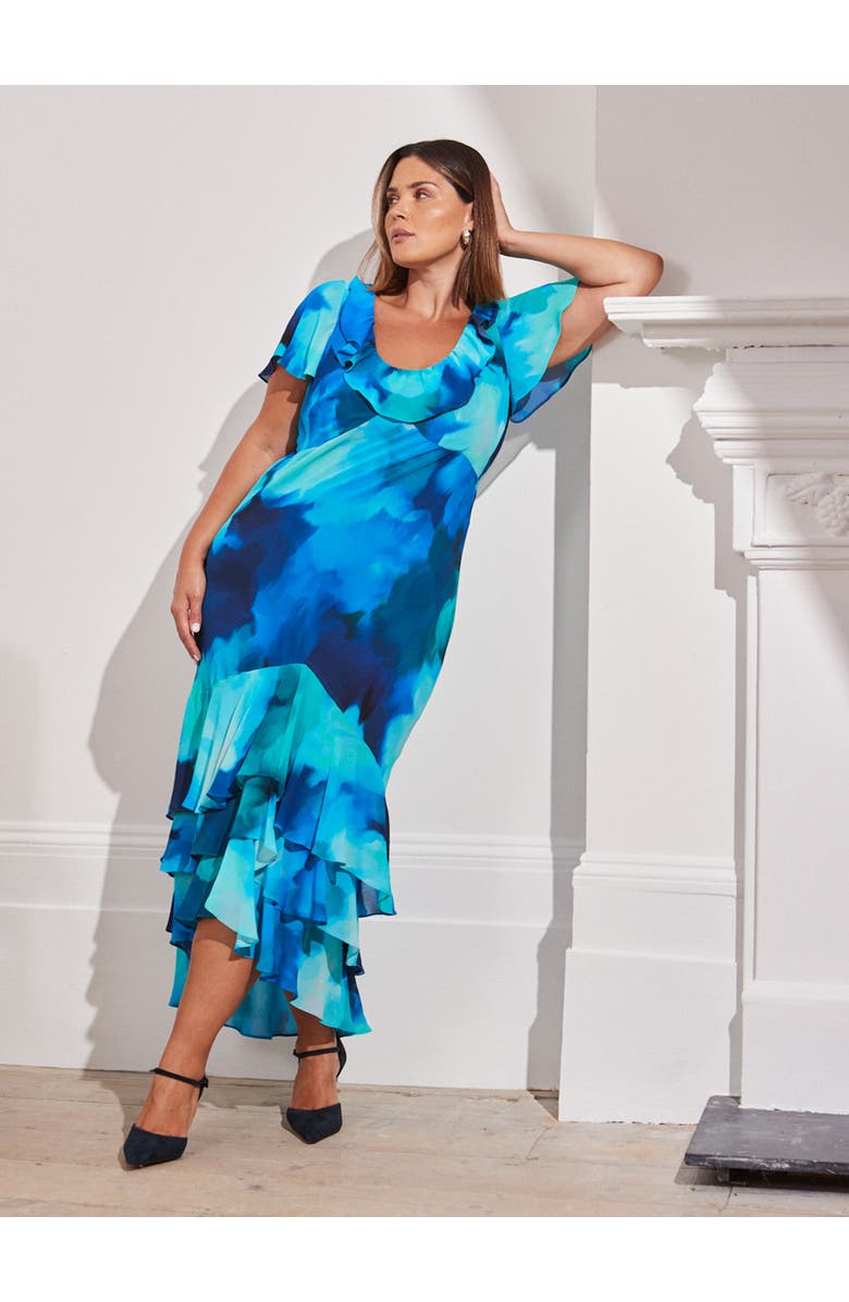 Live Unlimited Scoop Neck Ruffle Dress, Alternate, color, Blue