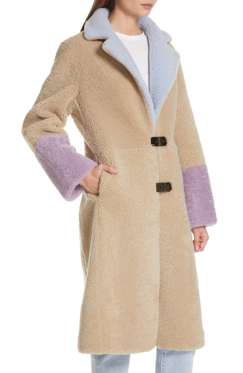 Saks Potts Febbe Buckle Closure Genuine Shearling Coat, Alternate, color,