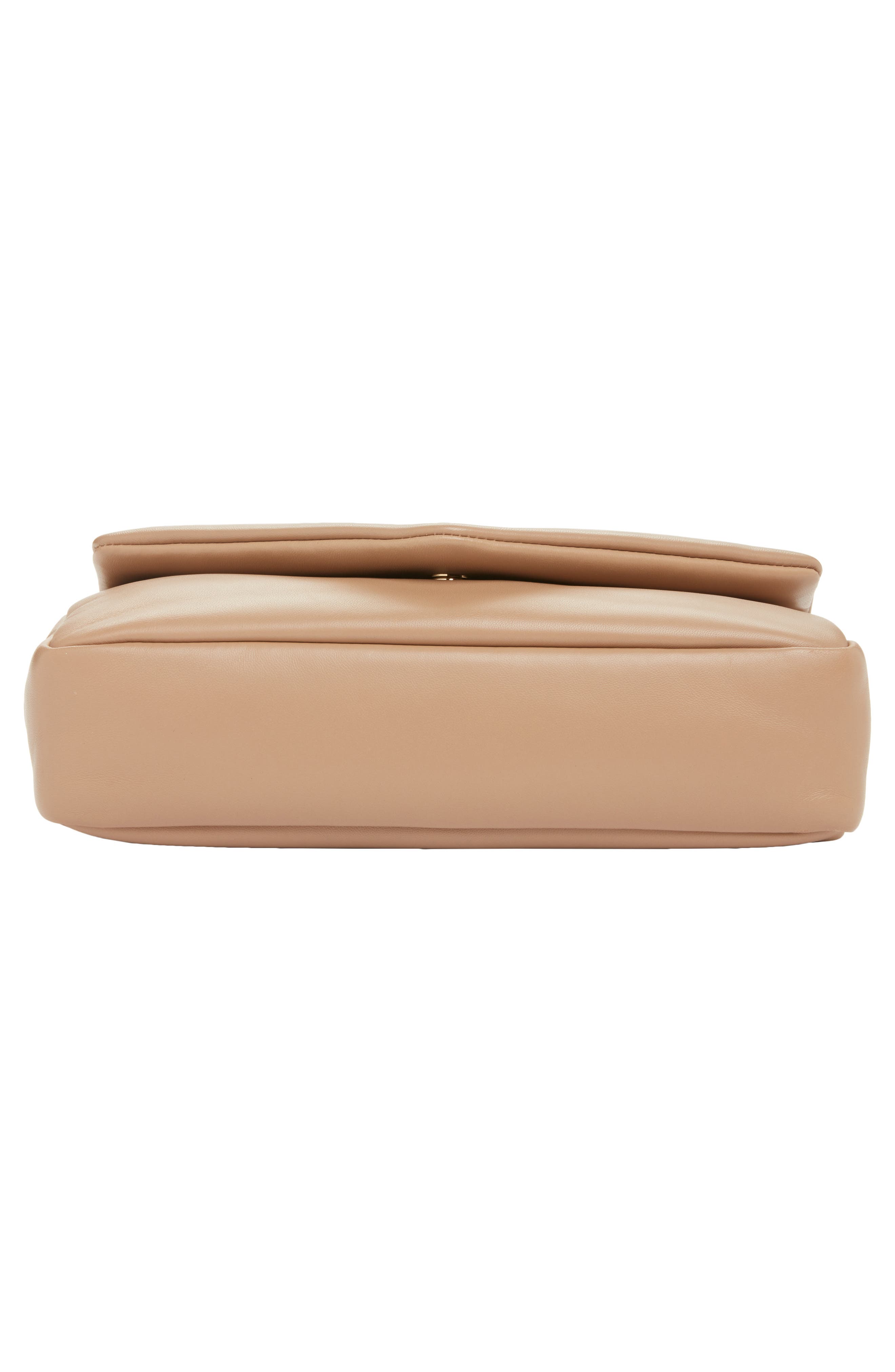 Saint Laurent Calypso Lambskin Leather Shoulder Bag, Alternate, color, Dark Toffee