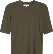 FRAME The Heathered Ribbed Crewneck Crop T-Shirt