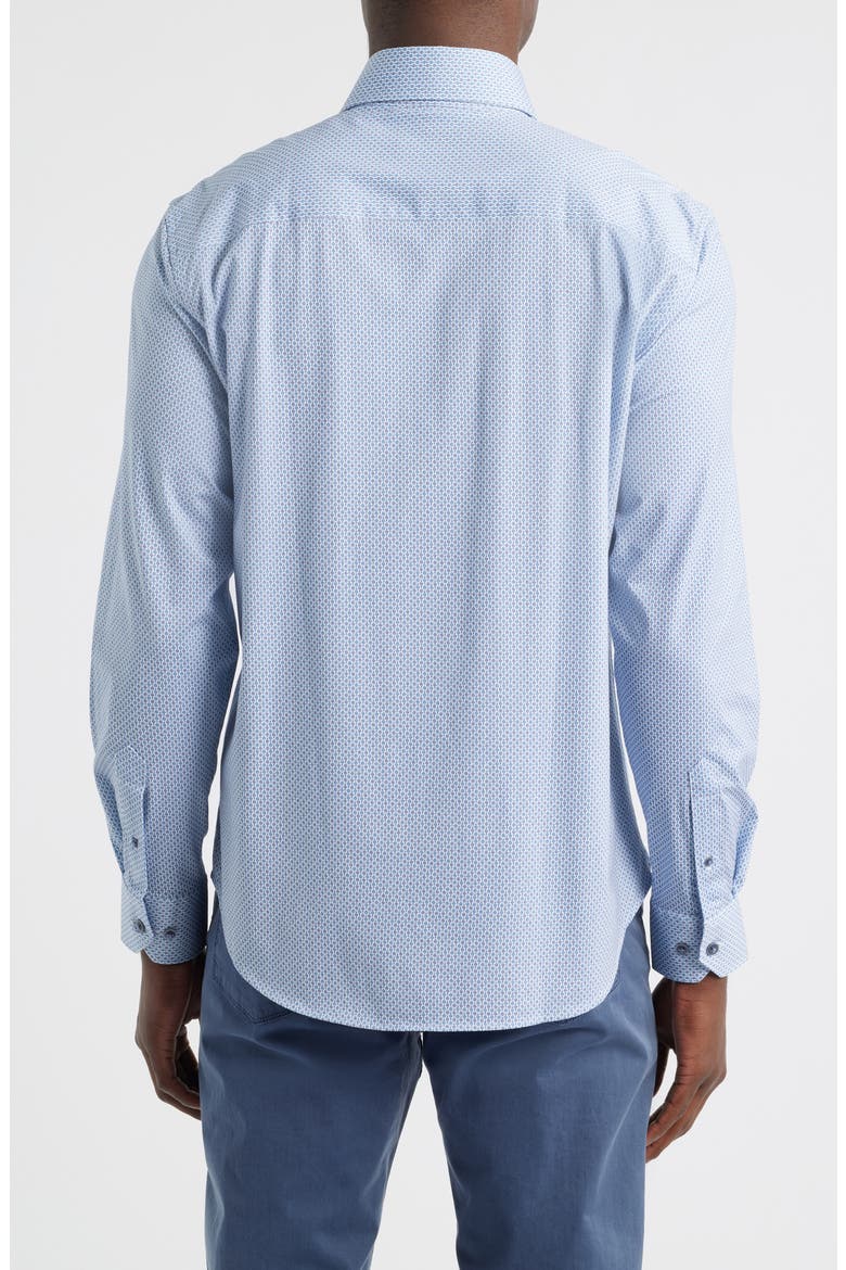 Devon OoohCotton® Geo Print Button-Up Shirt, Alternate, color, COBALT