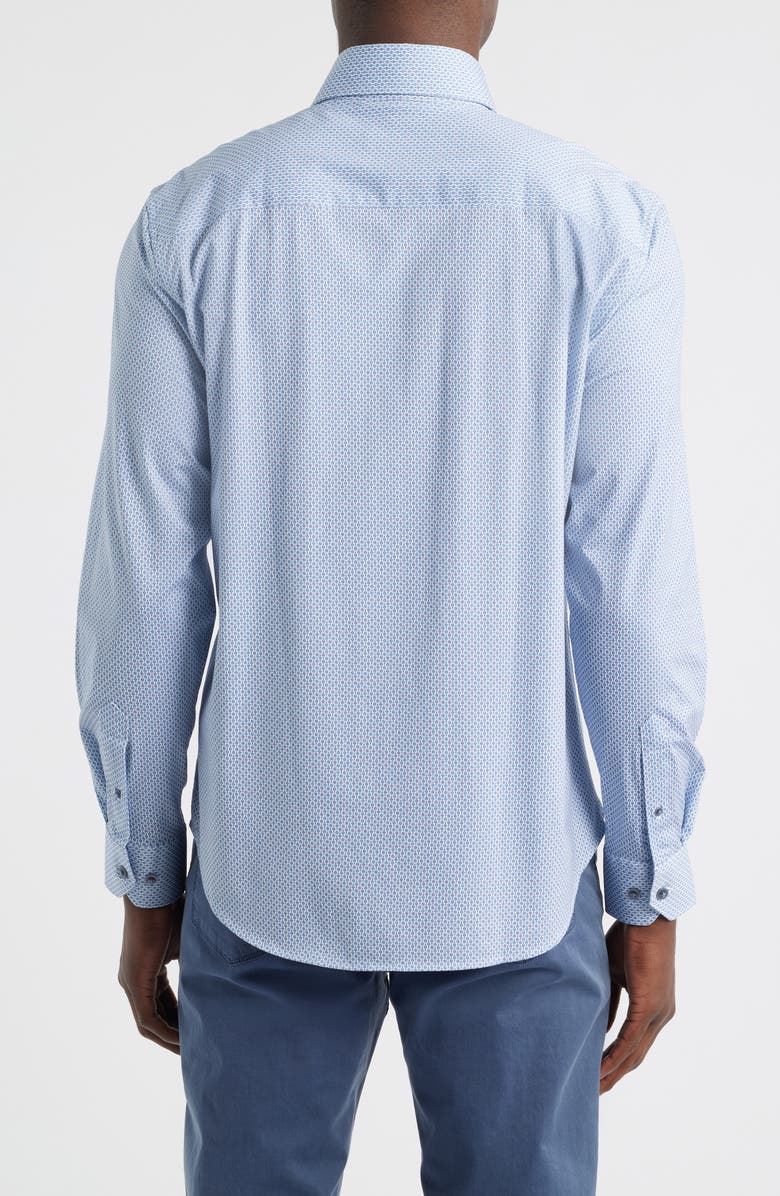 Bugatchi Devon OoohCotton<sup>®</sup> Geo Print Button-Up Shirt, Alternate, color, Cobalt
