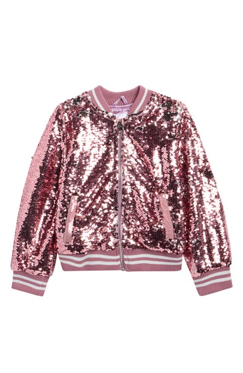 Kids' Sequin Embellished Bomber Jacket