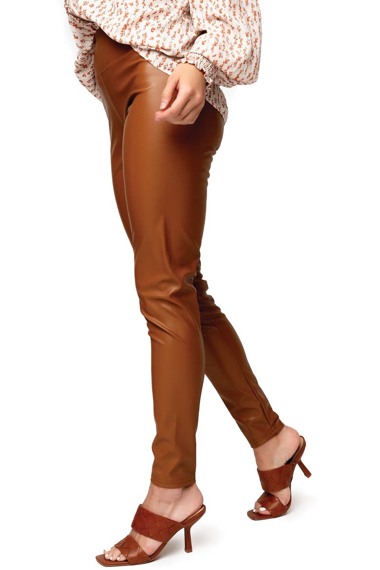 Gigi Essential Faux Leather Leggings, Alternate, color, COCOA