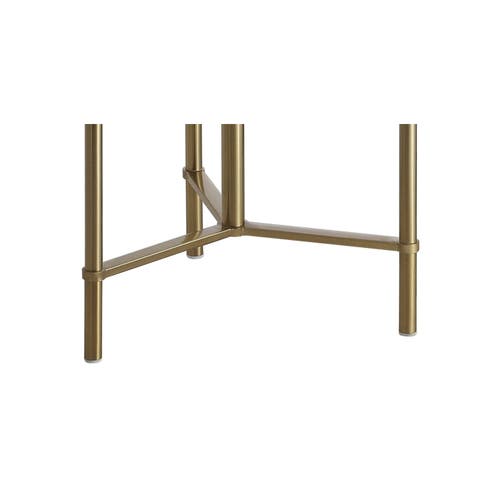Jonathan Y Charles 59" Metal/glass Led Side Table And Floor Lamp, Brass In Brass Gold