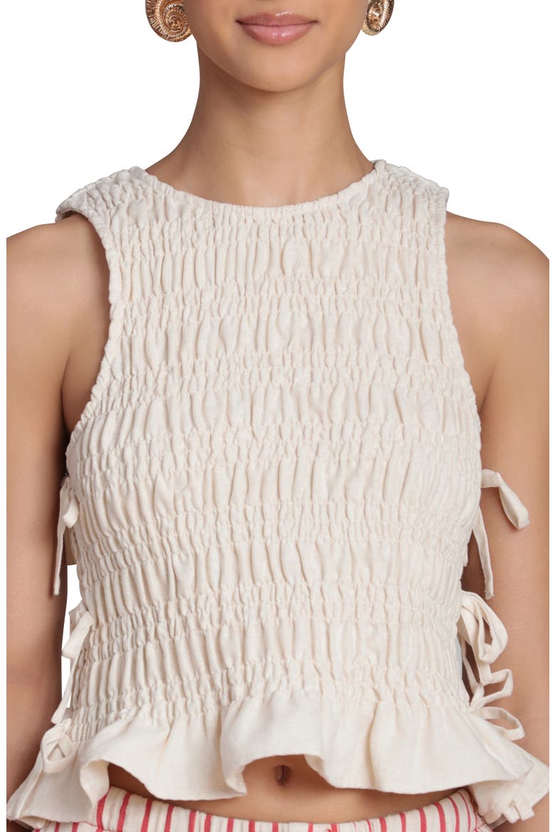 Smock Linen Blend Top, Alternate, color, OATMEAL