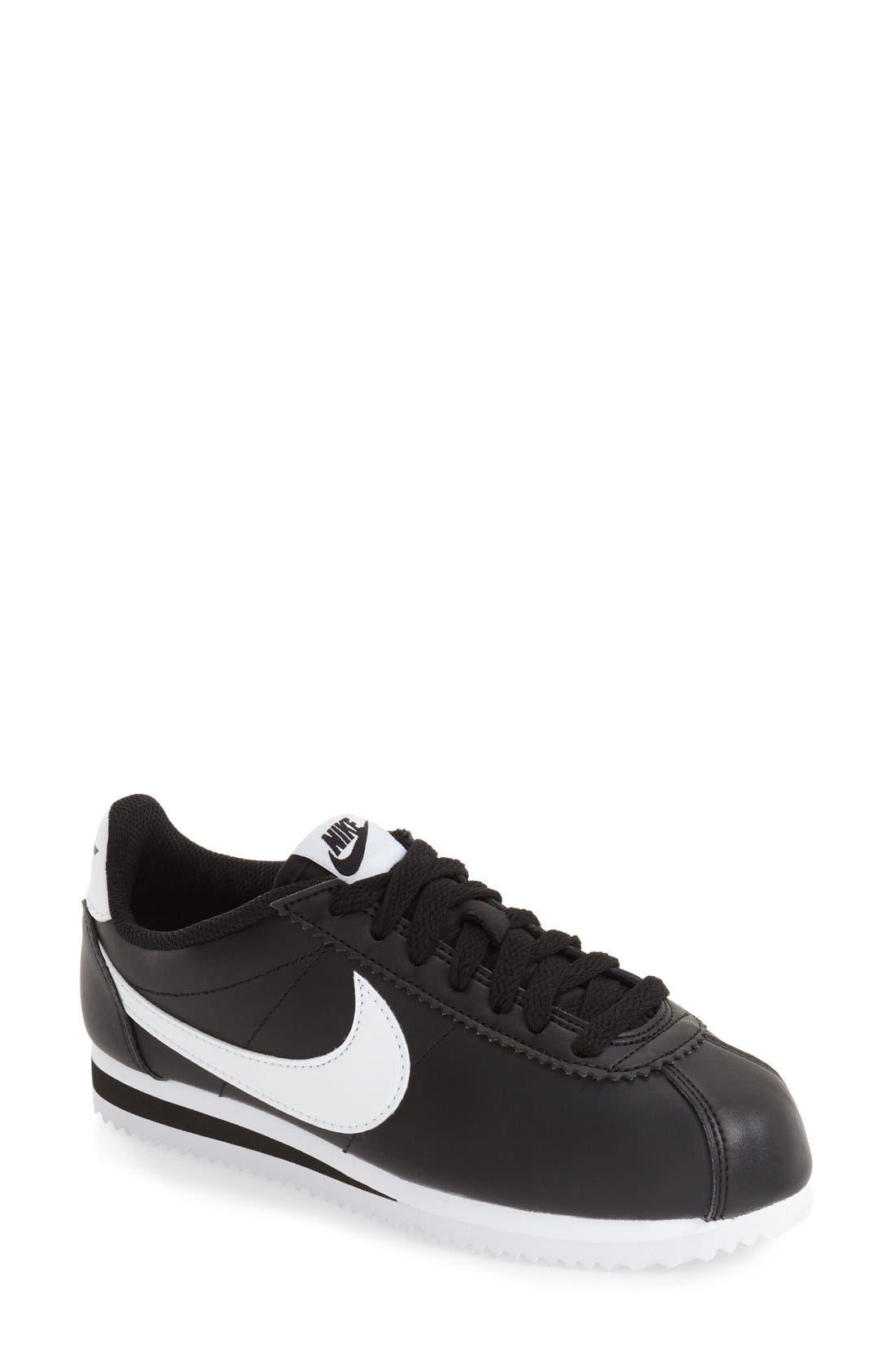 Classic Cortez Sneaker, Main, color, BLACK/ WHITE/ WHITE