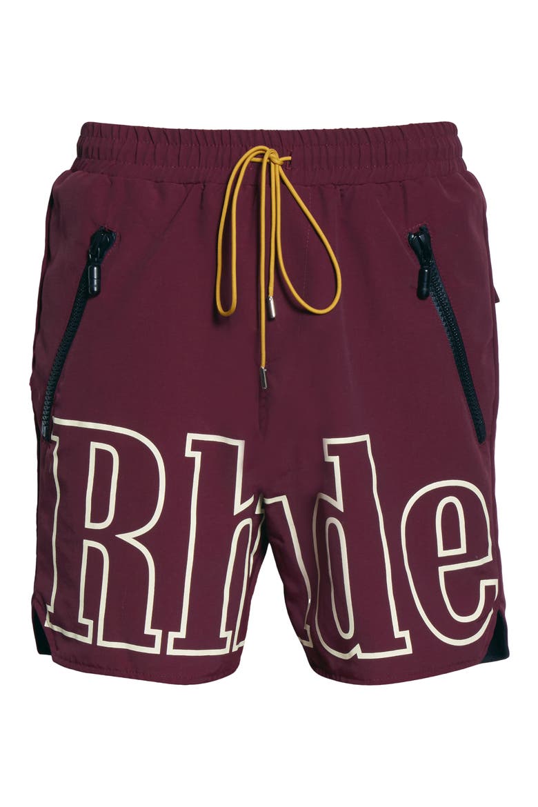 Oversize Logo Nylon Shorts, Alternate, color, BURGUNDY