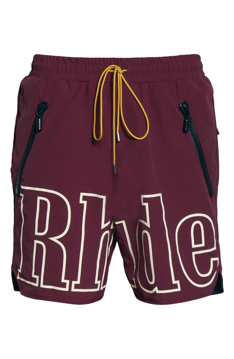Rhude Oversize Logo Nylon Shorts, Alternate, color, 