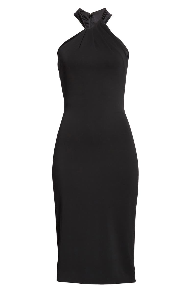 CUSHNIE Asymmetrical Halter Body-Con Dress, Alternate, color, 