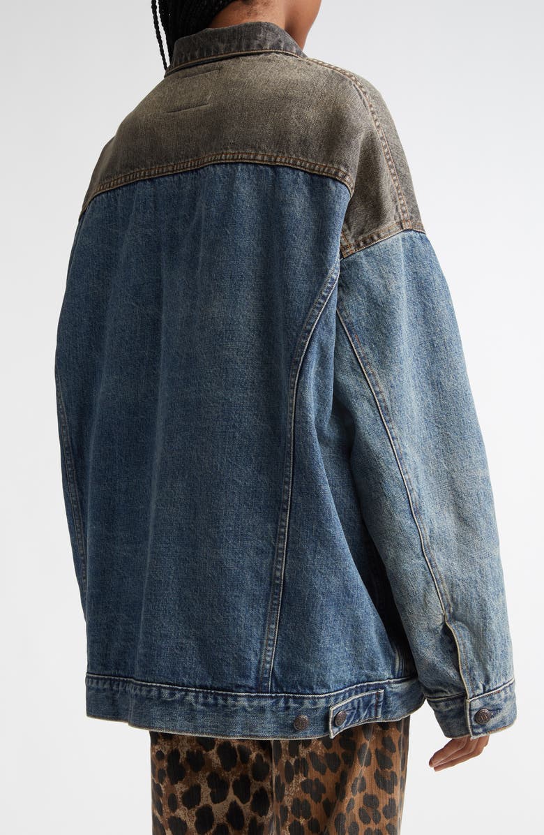 R13 Lacey Oversize Colorblock Trucker Jacket, Alternate, color,