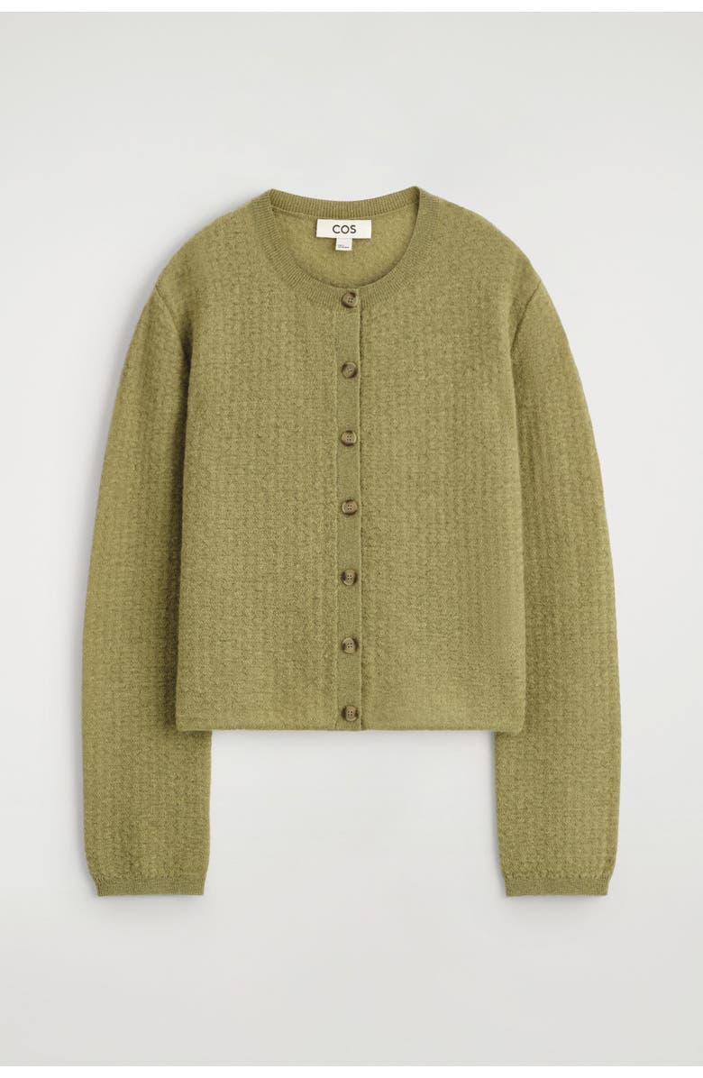 COS Zigzag-Knit Mohair-Blend Cardigan, Alternate, color, Green