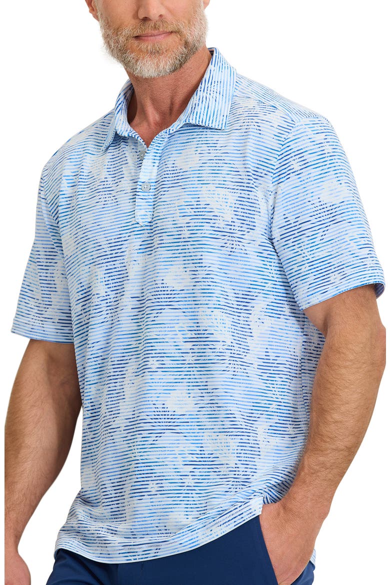 Costa Wave Palm Azul Seersucker Stripe IslandZone® Polo, Main, color, BLUE VAULT