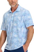 Tommy Bahama Costa Wave Palm Azul Seersucker Stripe IslandZone® Polo
