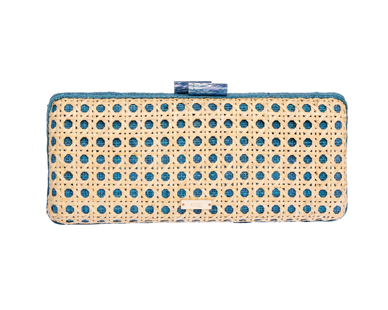 Rafe New York Alessandra Rattan Long Clutch, Alternate, color, Blue