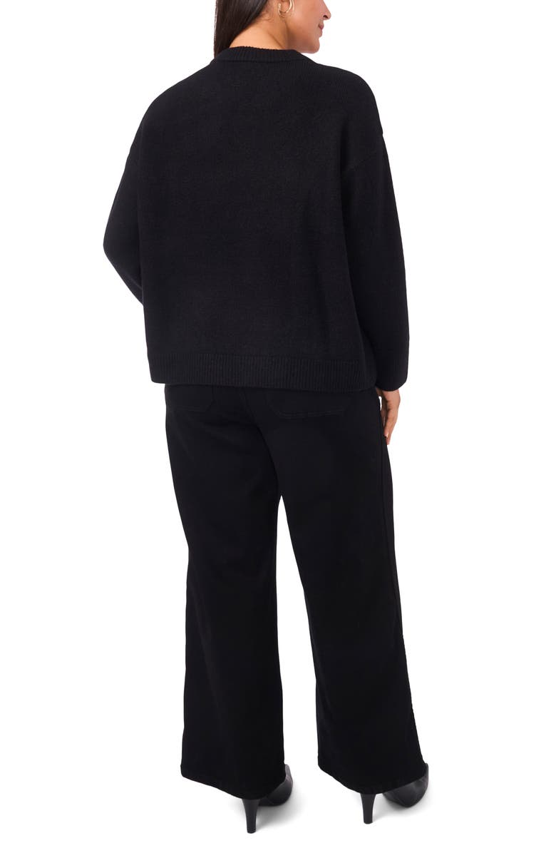 Vince Camuto Floral Jacquard Sweater, Alternate, color, Rich Black