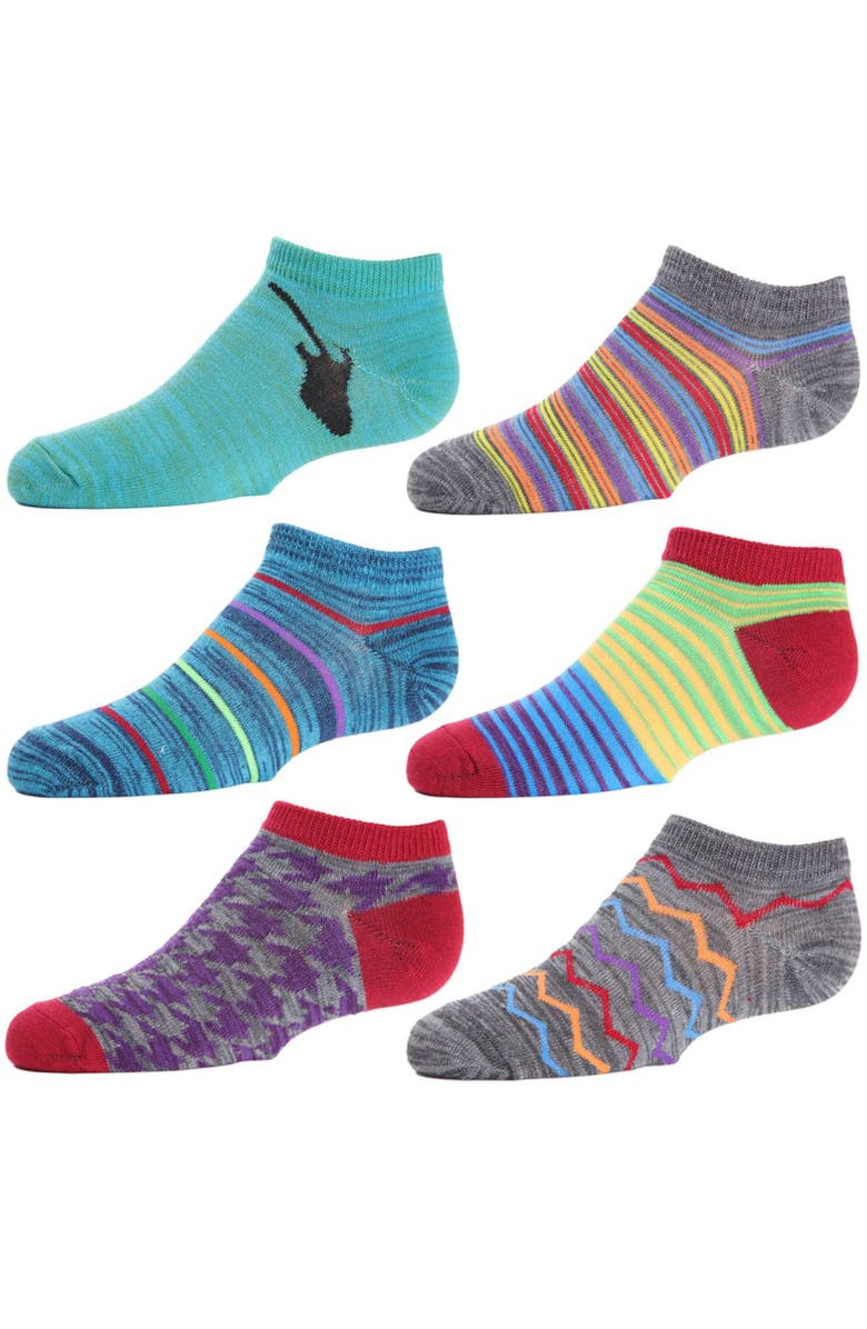 MeMoi 6 Pair Pack Mixed-Up Madness Low Cut Socks, Main, color, Pine Green