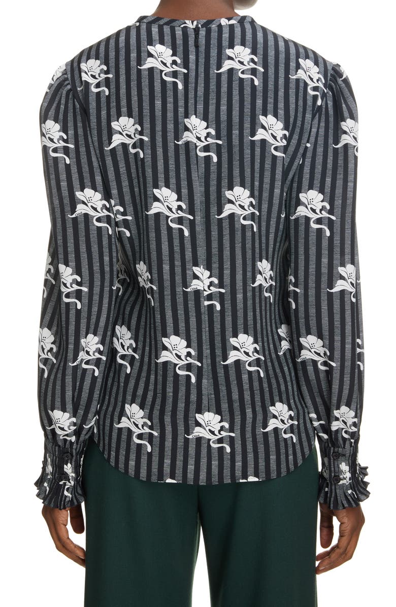 Chloé Ruffle Cuff Silk Blouse, Alternate, color,