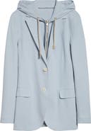 Eleventy Laser Cut Cotton Blend Knit Jacket with Hooded Zip Inset