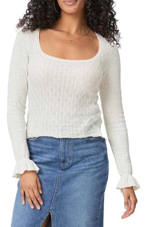 Beata Ruffle Cuff Cable Stitch Sweater