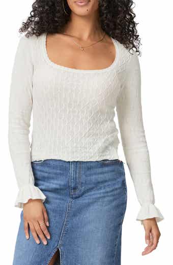 PAIGE Beata Ruffle Cuff Cable Stitch Sweater