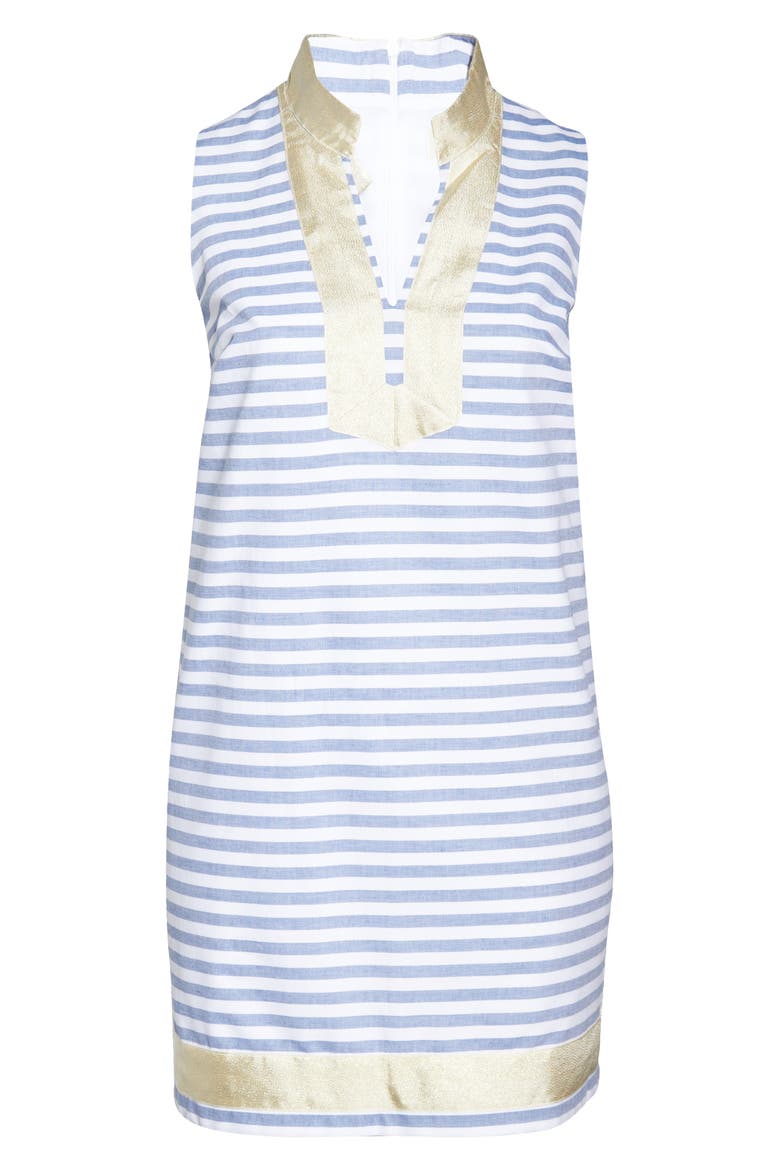Stripe Trim Sleeveless Shift Dress, Alternate, color, BLUE/ WHITE
