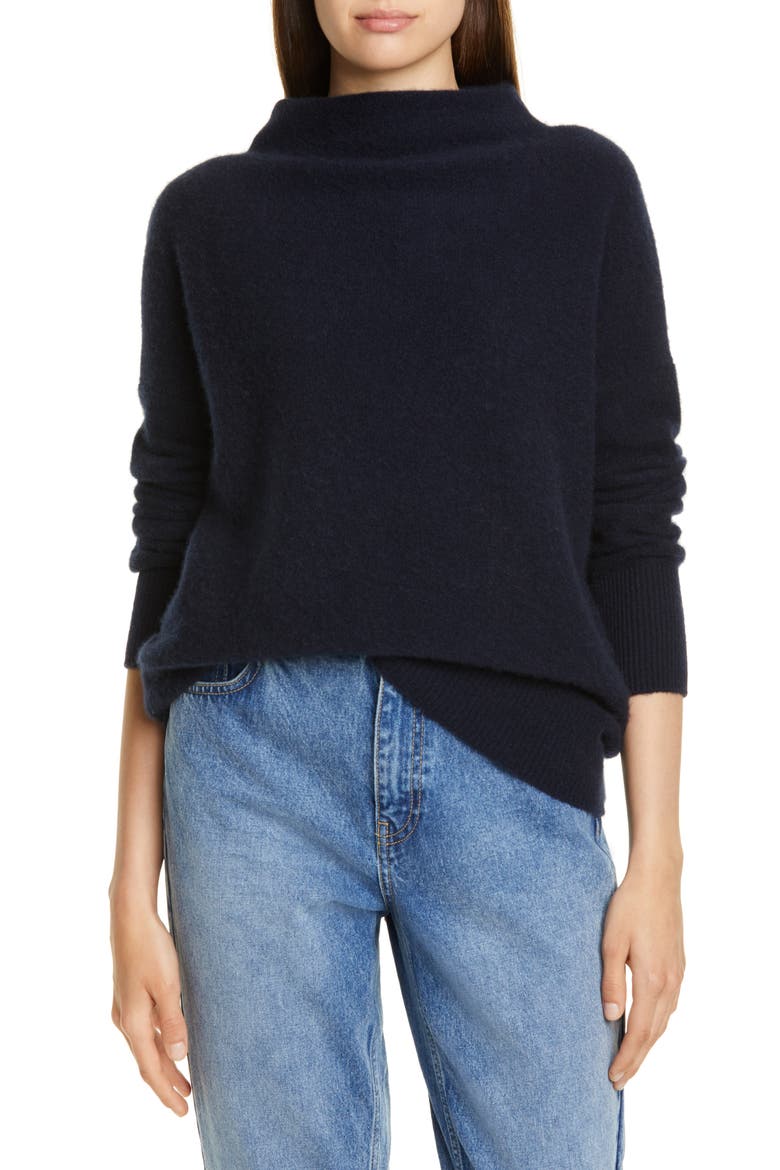 Boiled Cashmere Funnel Neck Pullover, Main, color, COASTAL BLUE